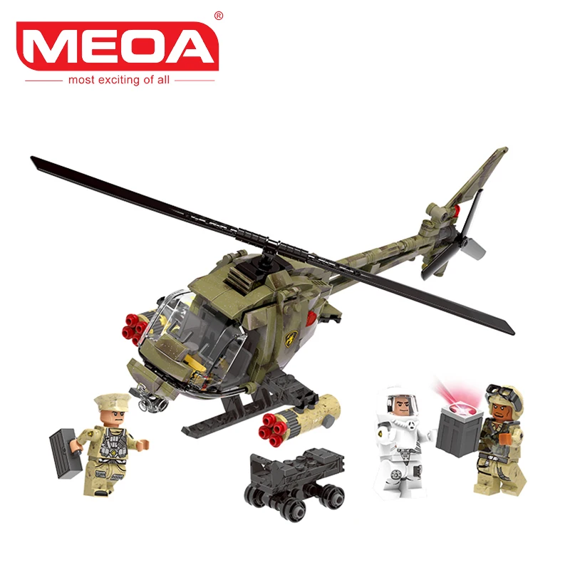 

MEOA 621Pcs XINGBAO 06013 Military Micro Blocks Fighting Helicopter Building Brick Heads With Duplo gi joe Toys For Children