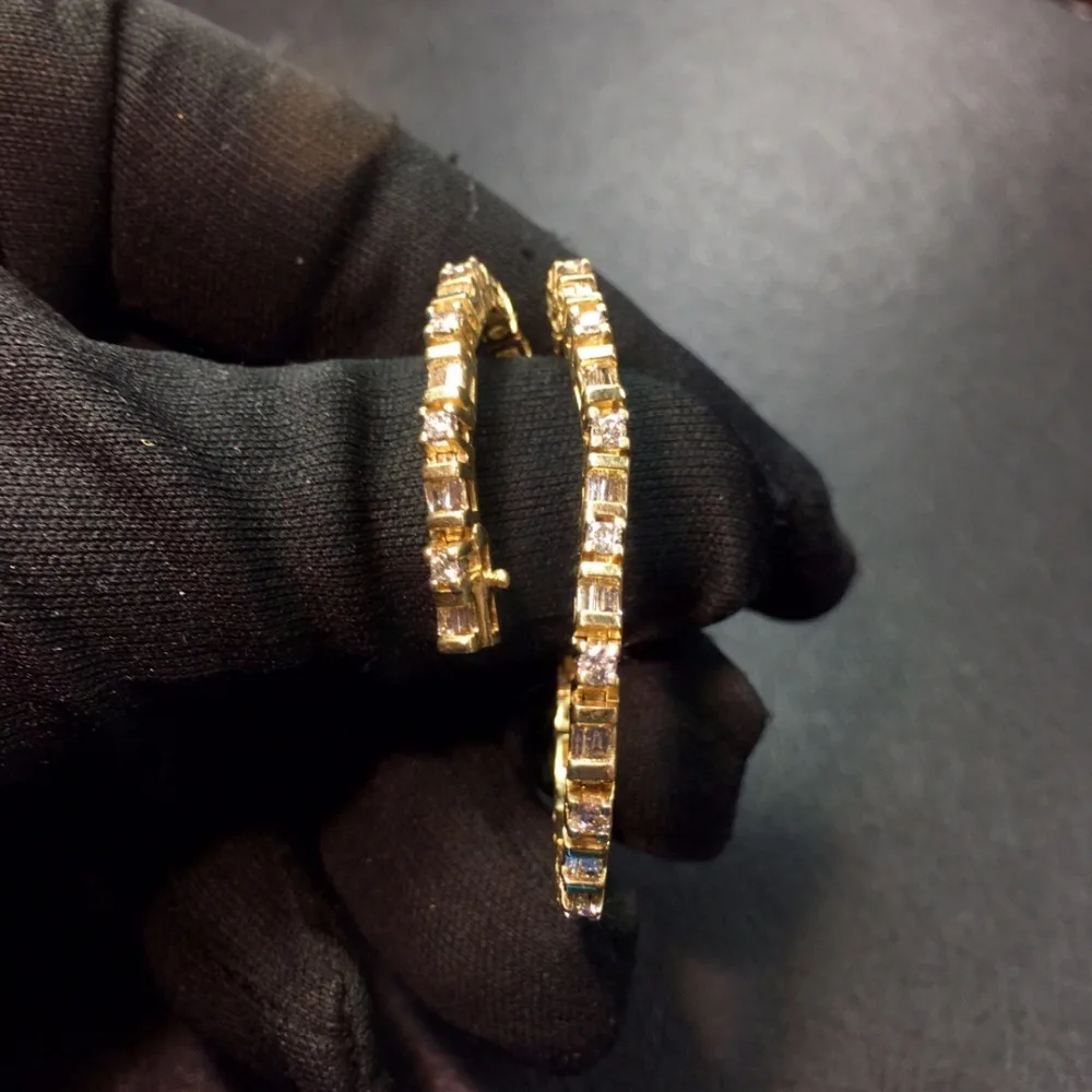 Настоящие хорошие драгоценности 14 К золото G14K натуральный белый бриллианты драгоценные камни Любовь ювелирные браслеты для женщин тонкой женский браслеты