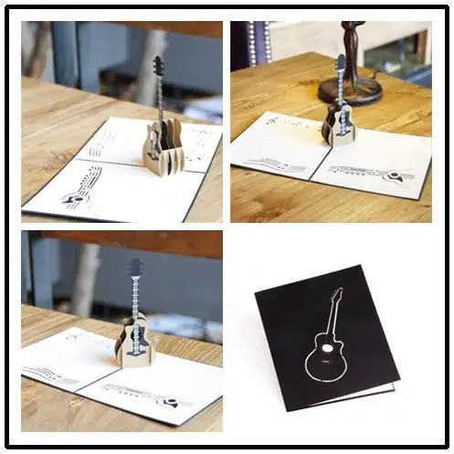 3D guitar postcard birthday pop up card creative festival music party Invitations greeting card thanksgiving blessing