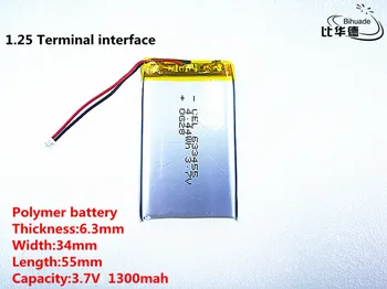 

1.25 Terminal interface 5pcs/lot 3.7V,1300mAH,633455 Polymer lithium ion / Li-ion battery for TOY,POWER BANK,GPS,mp3,mp4