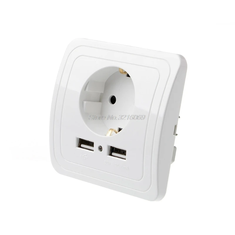 

Dual USB Port 5V 2A Electric Wall Charger Adapter EU Plug Socket Switch Power Charging Outlet
