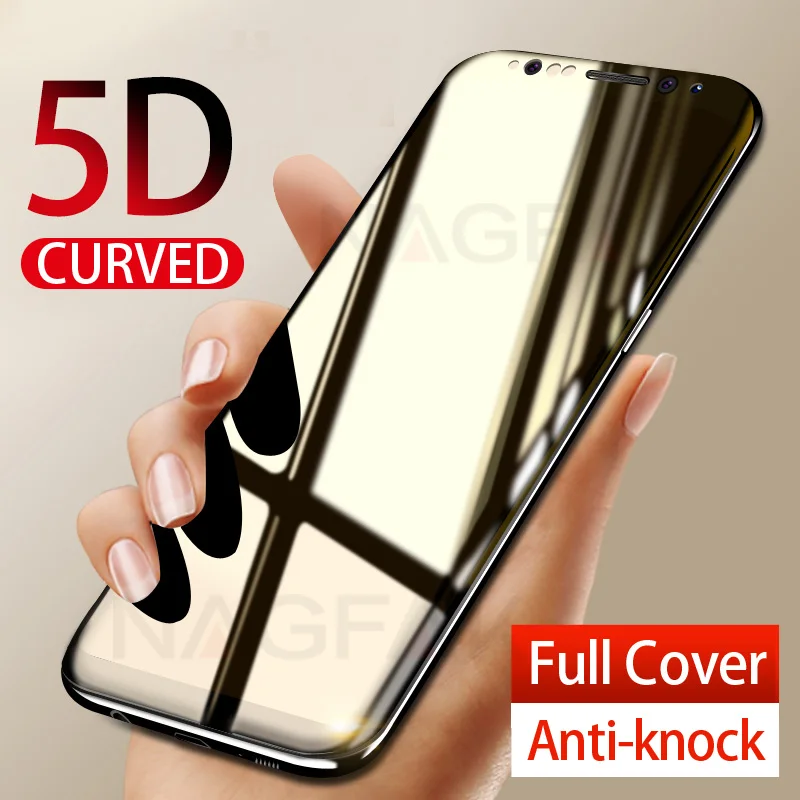 

NAGFAK 5D Curved Edge Full Cover Screen Protector For Samsung Galaxy S9 S8 Plus Note 8 Tempered Glass On The S9 S8 Glass Film