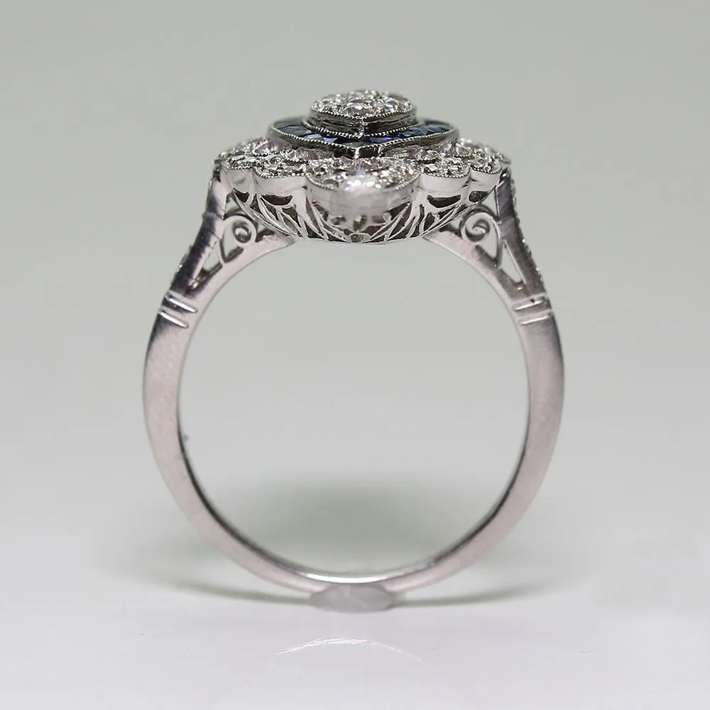 Bamos милое женское кольцо на палец с голубым камнем, большое роскошное кольцо с фианитами, 925 серебряное ювелирное изделие, винтажные вечерние кольца на свадьбу для женщин