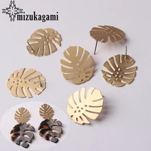 Серьги, аксессуары для изготовления ювелирных изделий, цинковый сплав, Золотой Металл, листья, серьги, основа, разъемы, Linkers 24*28 мм, 6 шт./лот