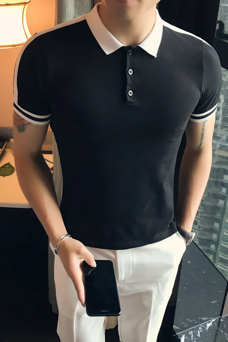 

Short-sleeved men's self-cultivation 2019 summer trend social spirit guy quick hand net red with half-sleeve polo shirt