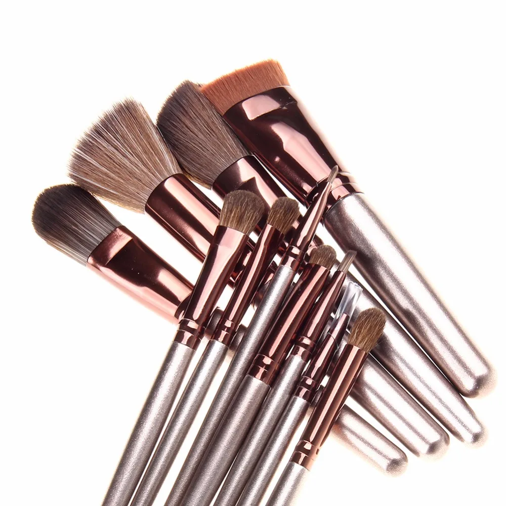 CORATED 11 horse hair brushes Scales barrels beauty makeup kit coffee