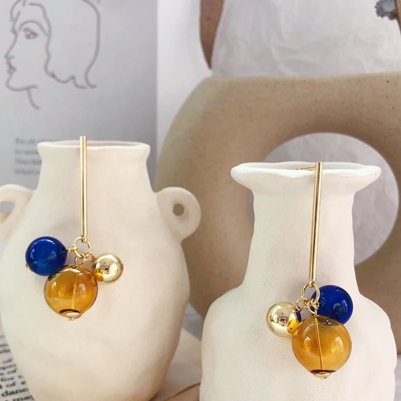 Cos Store Original Fantasy Caramel Color Glass Ball Dangle Earrings For Women 2019 Charming Dreamlike Bubble Drop Earrings Femme white bubble coat