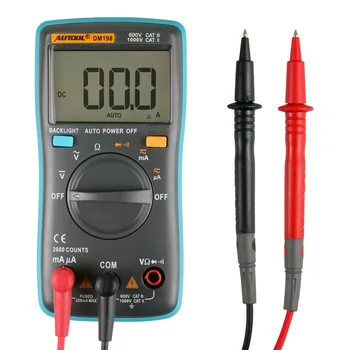 

AUTOOL DM198 Autoranging Digital Multimeter 2000 Counts Backlight AC/DC Ammeter Voltmeter Ohm Portable Meter
