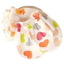 1 пара Противоскользящих перчаток для новорожденных девочек и мальчиков; хлопковые перчатки с рисунком для защиты лица и царапин