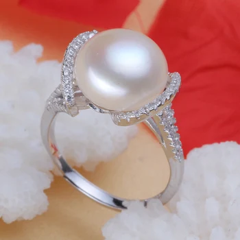 

Eternal wedding Women Gift word 925 Sterling real [beautiful] pearl freshwater pearl ring 12mm-13mm genuine dazzling colo