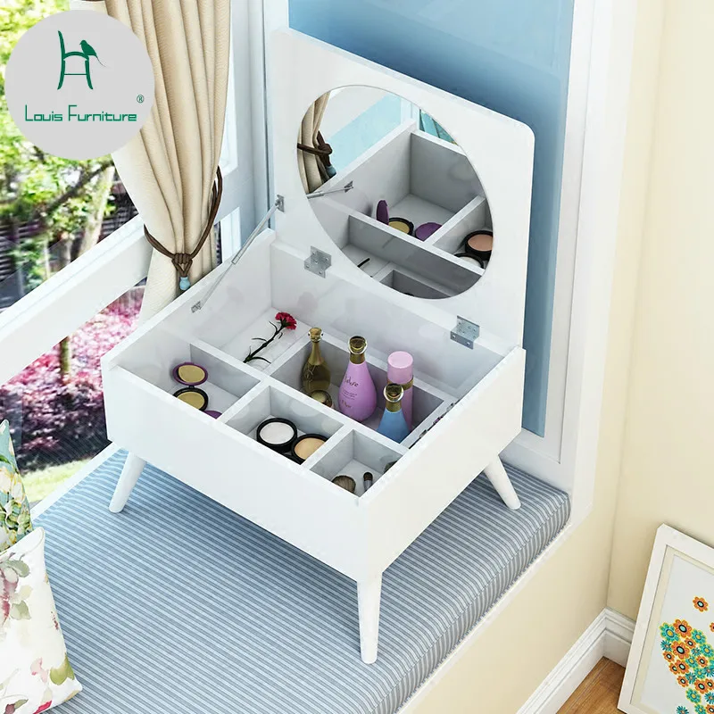 

Louis Fashion Dressers Floating Window Mini Flip Multi Function Nordic Makeup Table Bedroom Mini