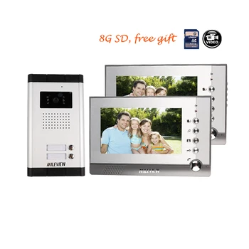 

Brand 7" Color Recording Video Door Phone Intercom System + 2 Screen + Outdoor Doorbell Camera for 2 House + 8G FREE SHIPPING