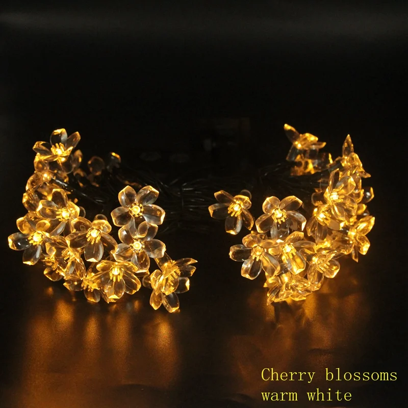 

20/50/100 LED Peach Sakura Flower Solar Lamp Waterproof Cherry blossom Fairy String Light Garden Christmas Holiday Outdoor Decor