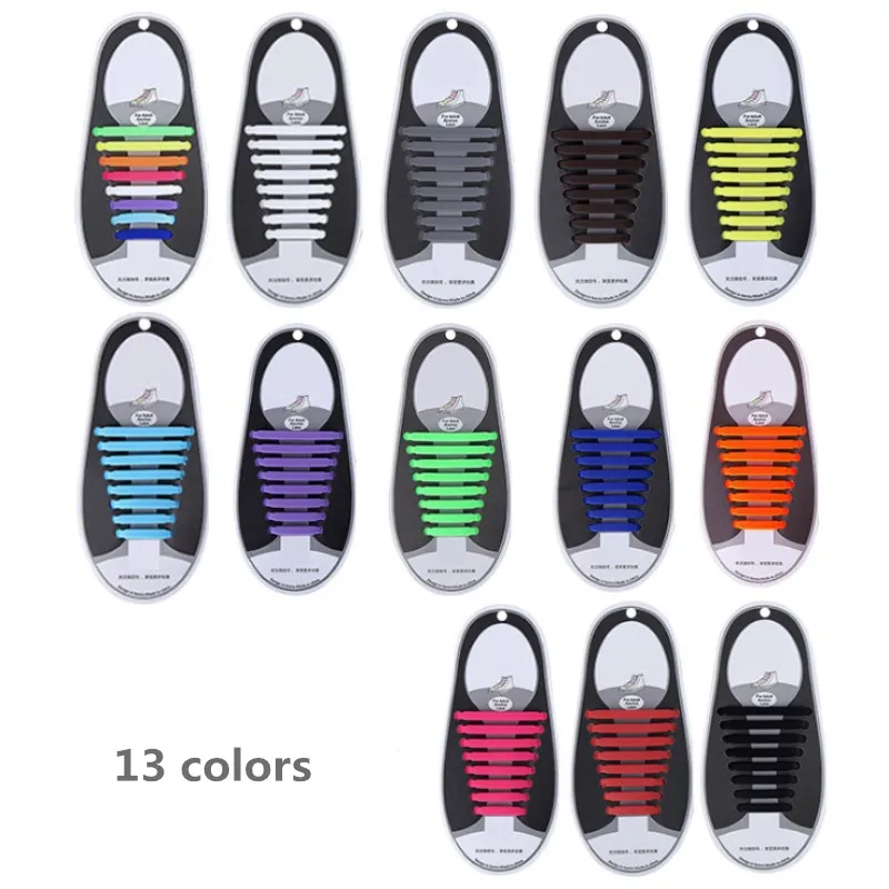 

16pcs/lot Silicone Shoelaces Special No Tie Shoelace Elastic Shoe Laces for Men Women Lacing Rubber Zapatillas 13 Colors