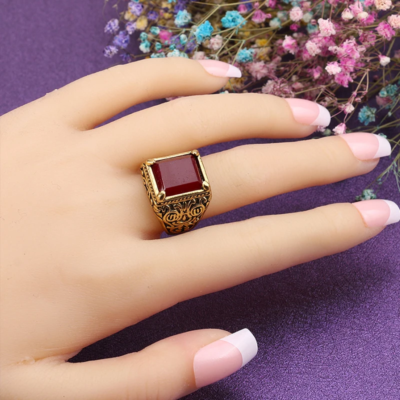 

Blucome Turkish Wide Rings For Women Men Gold Color Retro Resin Finger Ring Jewelry Birthday Gifts Bijoux