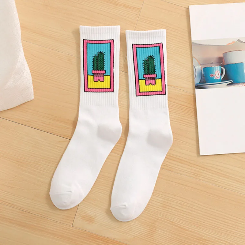 Korean style fashion Harajuku street hip hop socks unisex funny men's socks happy skateboard cactus banana ladies socks - Цвет: C16