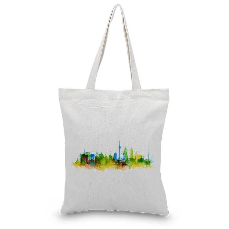 Чернил Рисование холщовые сумки вместительная сумка для покупок экологический многоразовый наплечный мешок сумка DIY печать логотип