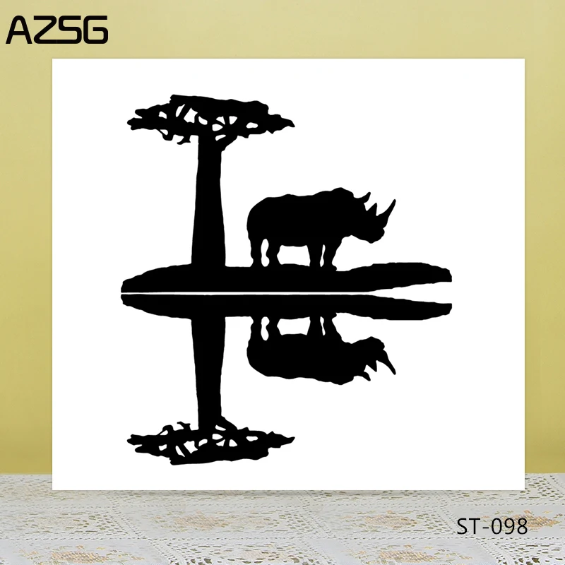 

AZSG Rhinoceros By The Lake Clear Stamps/Seals For DIY Scrapbooking/Card Making/Album Decorative Silicone Stamp Crafts