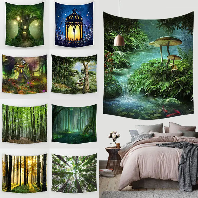 Fairy Forest Tapestry Bohemian Wall Hanging Tapestry Forest Starry Night Tapestry for Home Wall Decorations Tapestries