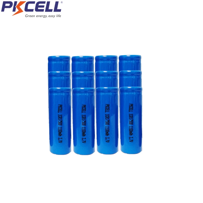 

12Pcs PKCELL A Battery 3.7V Liion Rechargeable Batteries ICR17500 17500 ICR Li-ion Battery For torch headlight vape Flat Top
