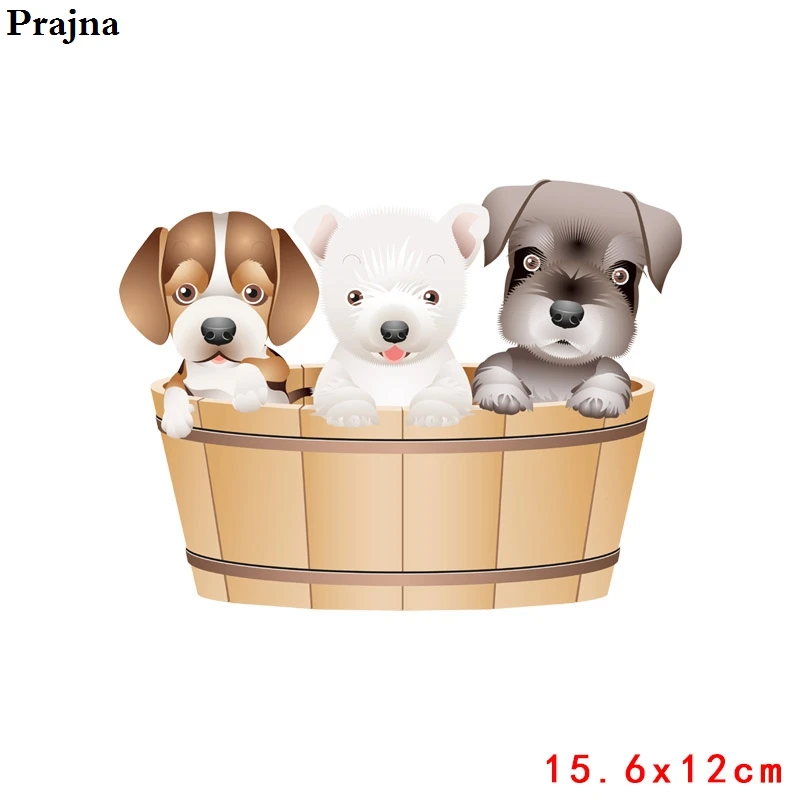 Prajna, Мультяшные животные, кошка, собака, термо-наклейки на одежду для детей, футболка - Цвет: Медь