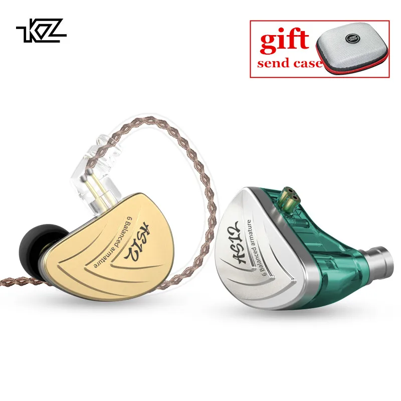 

KZ AS12 6BA In Earphones HIFI Sport Monitor Headset Noise Cancelling Earbuds Earphones Replaceable cable KZ AS16 AS10 AS06 C16