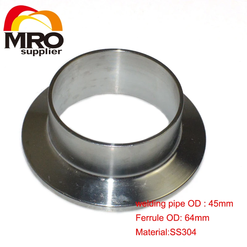 

High Quality 45MM 1-3/4" 1.75" OD Sanitary Weld on 64mm Ferrule Tri Clamp Stainless Steel Welding Pipe Fitting SS304 SW-45