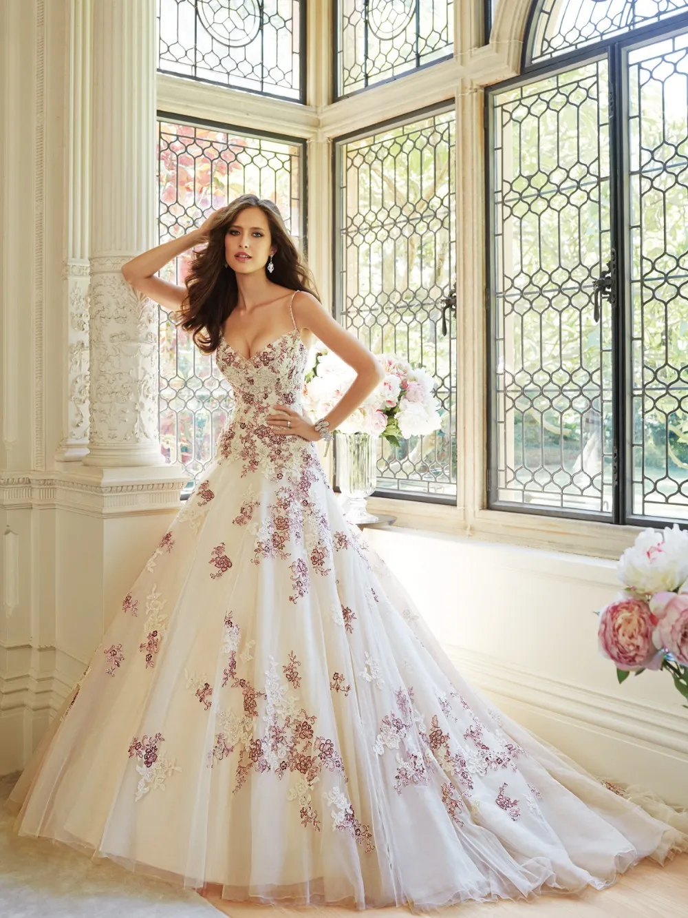 White Wedding Dress With Purple Flowers Weddings Dresses