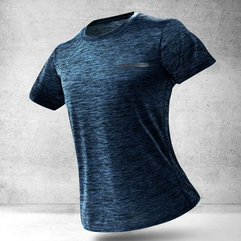 

Alharbi 2019 Summer O-Neck Gym Training men Elastic tight Running T shirt Sport