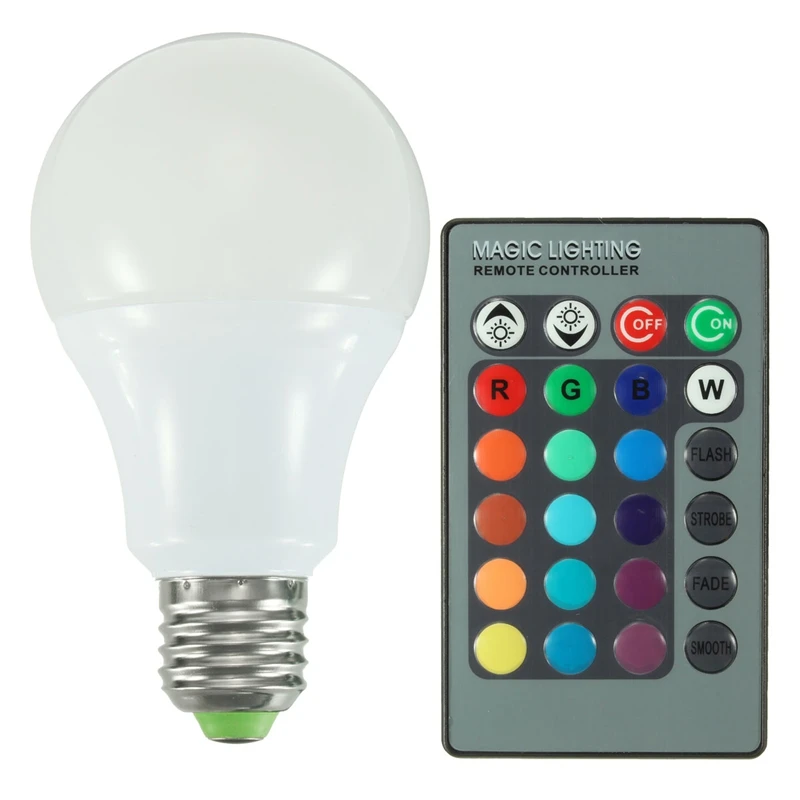 Kopen 5 w 10 w 20 w LED Lamp Lampen E27 RGB 16 Kleur Veranderende LED Globe Light Bulb Lamp AC85 265V met 24 Keys Afstandsbediening