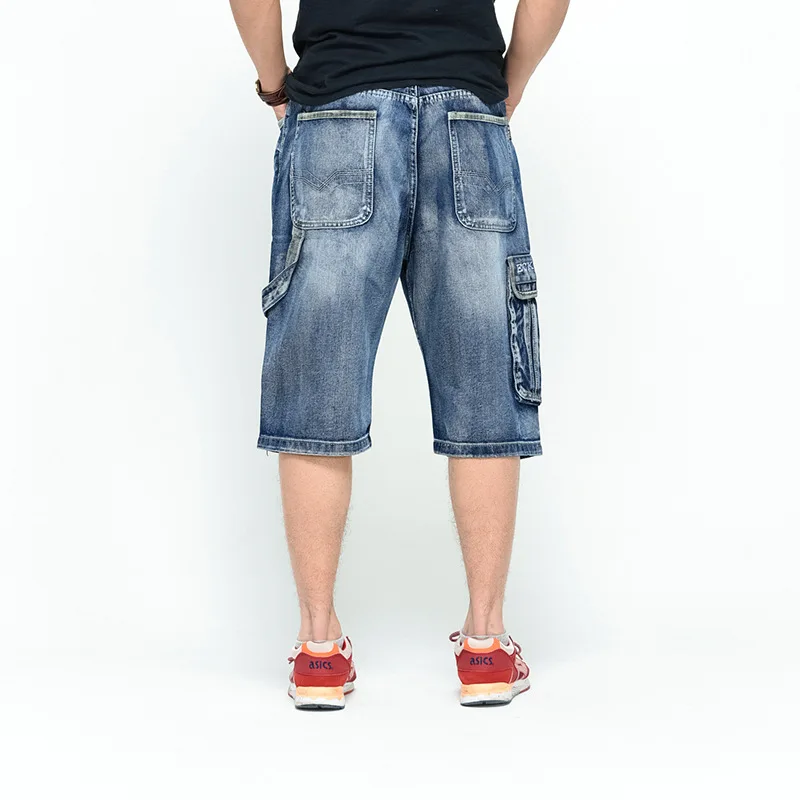 3/4 шорты, мужские джинсовые шорты, мужские винтажные уличные модные джинсовые шорты, свободные мужские бермуды размера плюс 46 44