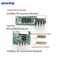 1 комплект радиочастотный модуль 433 МГц Супергетеродинный приемник и передатчик Комплект с антенной для Arduino uno Diy комплекты 433 МГц пульт дистанционного управления - изображение