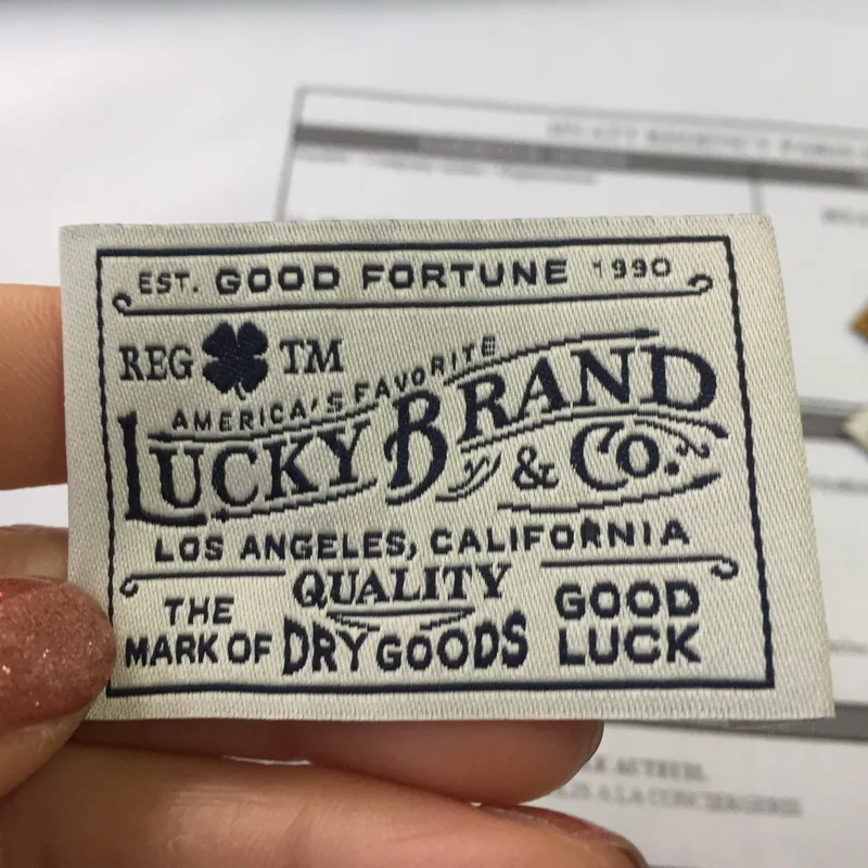 Custom High Density 3.6*5.4cm ultrasonic cutting Woven Labels Clothing  Labels