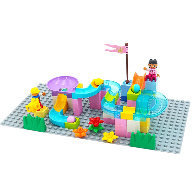 DIY كبيرة الجسيمات بناء كتل الرخام سباق تشغيل متاهة الكرة المسار الملحقات المتوافقة مع Legoingly Duploe لعبة للأطفال