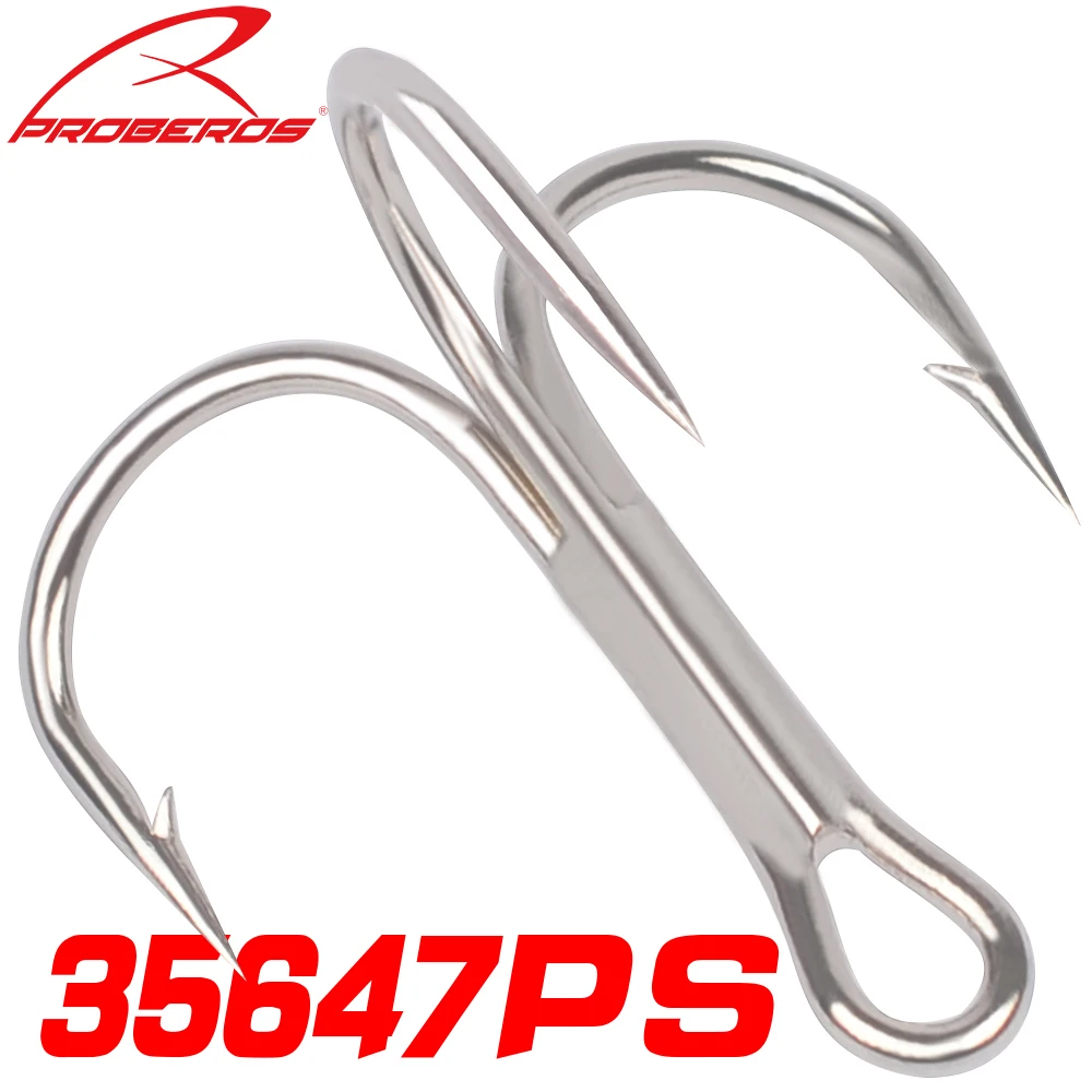 50PC Proberos Fishing Hook Treble FISHHOOK Overstriking Antirust Tackle 10#-2# High Carbon Steel | Спорт и развлечения