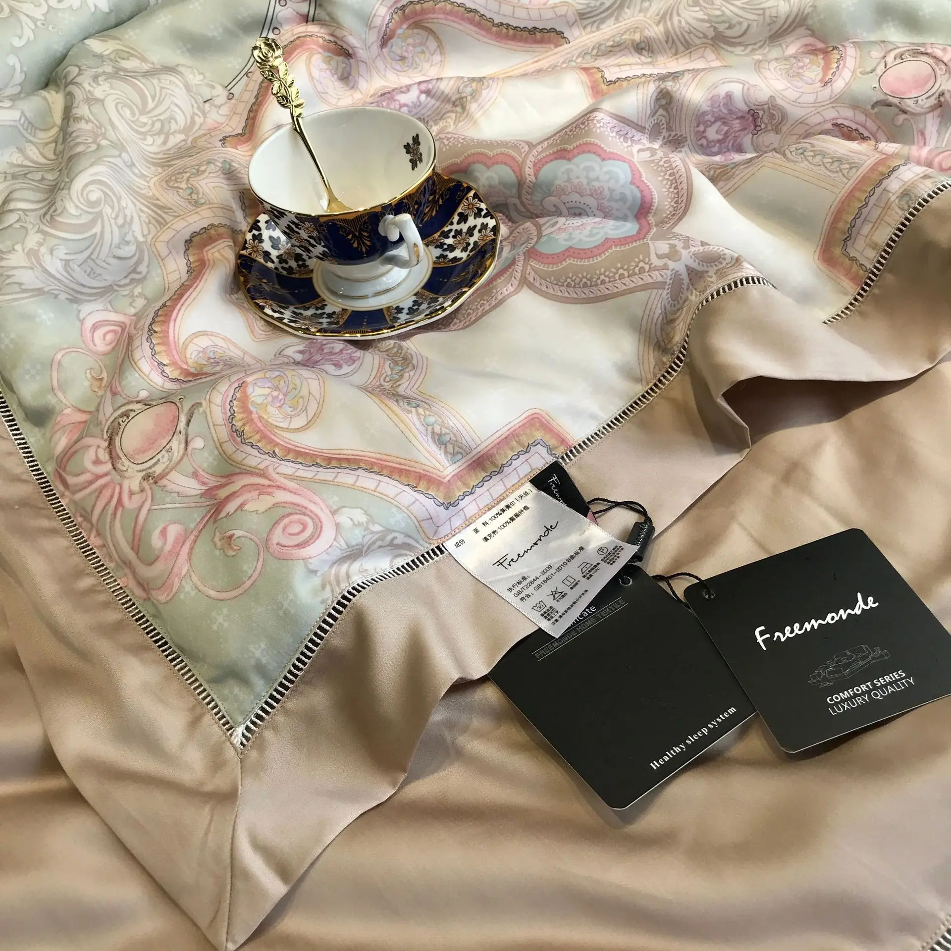 Abbiemao высококачественное постельное белье из хлопка Tencel, комплект из 4 предметов, кружевное шелковое постельное белье на весну/лето, размер queen/King