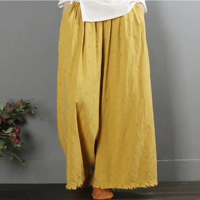 

2022 Autunm Harem Pant Hemp Bloomer Loose Women Trouser cotton Linen Pleated Oversize Sashes Wide Leg Pant