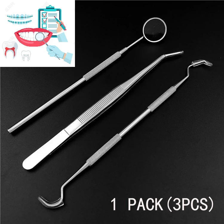 

3pcs/pack Stainless Steel Dental Tools Kit Dentistry Lab Mouth Mirror Dentists Pick Tool Teeth Scaler for Teeth Whitening Kit