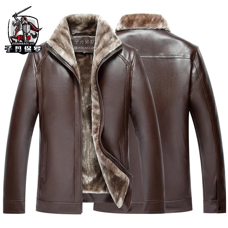 New Arrive High Quality Mens Leather Jacket Men Leather Coats Brand Wool Liner PU Outerwear Men's Faux Fur Leather Jackets Male