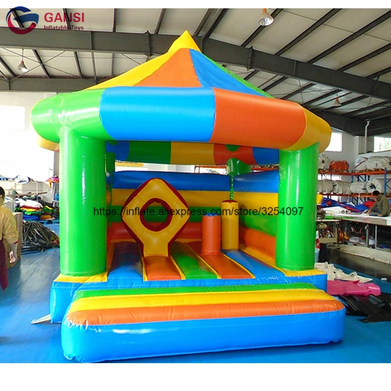 4.5*4M Inflatable House Tent Jumping Castle,Home Use 0.55Mm PVC Trampoline Inflatable Bouncer Toys 42 inch reliable adult indoor bungee cord jumping rebounder gymnastic fitness mini hexagon trampoline