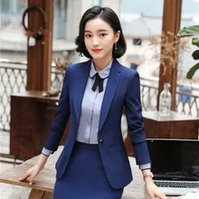 Осенне-зимние костюмы размера плюс, строгие костюмы с пиджаком и юбкой для женщин, одежда для офиса, комплекты блейзеров