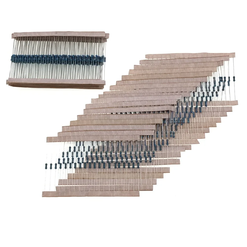 600pcs/set 30 Kinds 1/4W Resistance 1% Metal Film Resistor Pack Assorted Kit 1K 10K 100K 220ohm 1M Resistors 300pcs/set