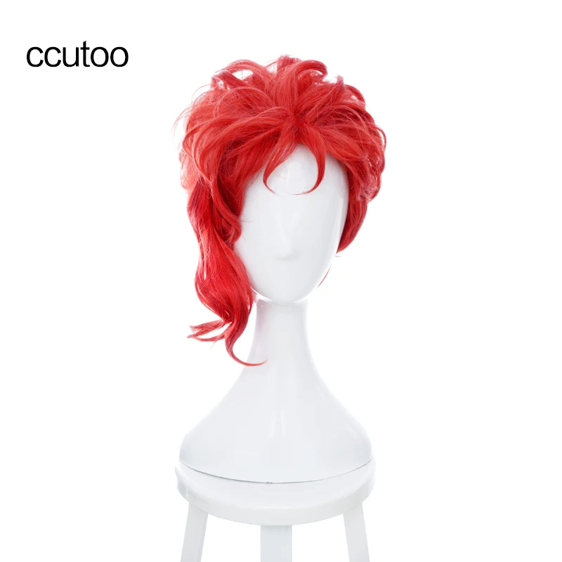 Ccutoo Kakyoin Noriaki от JOJO 1" Красный кудрявый короткий Высокая температура волокна Syntheitc волос Косплей парик
