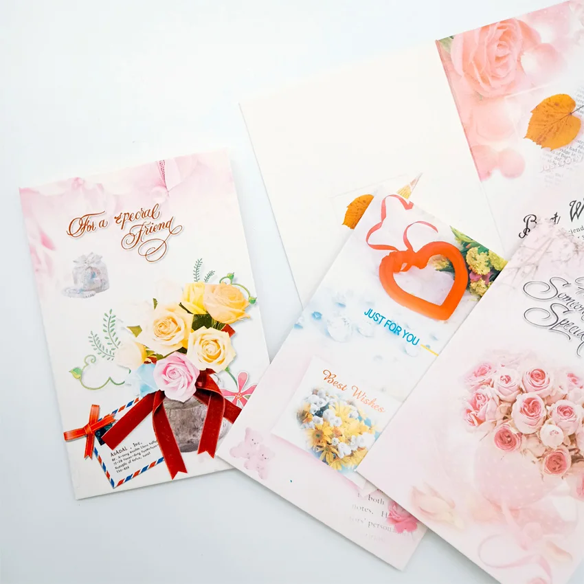 

10Pcs/lot 7*10.4CM Cute flowers blessing small greeting card Birthday Wedding New Year Gift Cards