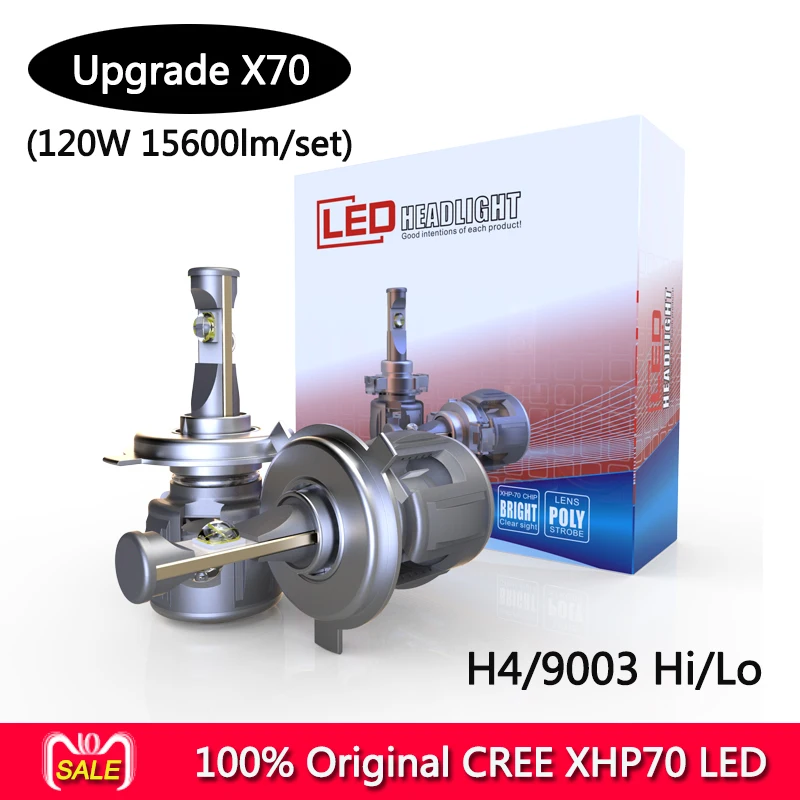  100% original CR-EE X70 XHP70 LED auto headlight bulbs H4 H7 H8 H9 H11 9005 9006 9012 5202 120W 156 - 33014021834