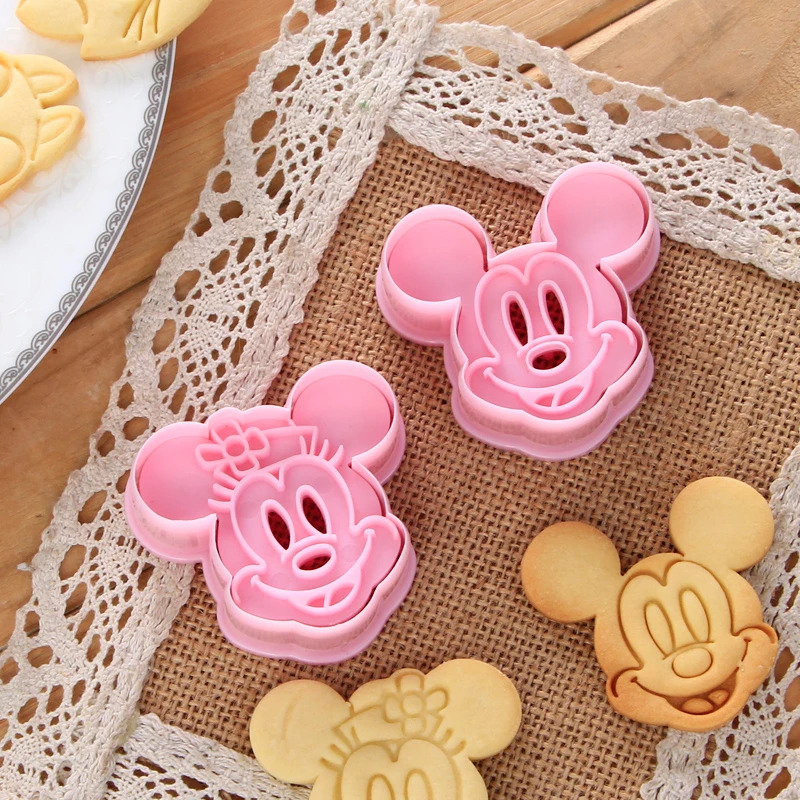 3D Biscuit Printing Cartoon Mouse Minnie Shape 2PCS/Set DIY Cake Decoration Rice ball Mold Baking Biscuit Cutting Mold