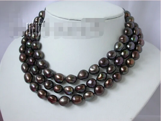

FREE SHIPPING * n1567 luster 50" 13mm baroque black pearl necklace 14KGP gold