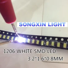 1000 шт. SMD 1206 Белый светодиодный XIASONGXIN светильник 1206 smd светодиодный холодный белый супер яркий светодиодный диодный светильник 5000-8000k 200-300mcd 3,0-3,6 v