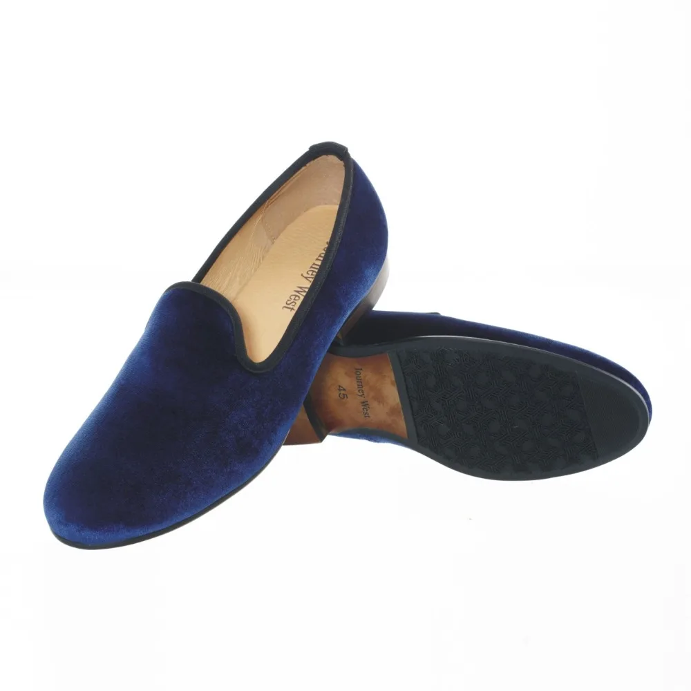 Men's Blue Velvet Loafers Dress Shoes Party Slip On Smoking Slippers Flats New 