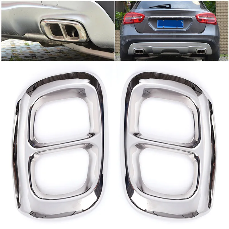 

2PCs/set For Mercedes Benz E/GLA Class 2015-2016 Modified parts Exhaust Pipe Cover Trim Chrome Stainless Steel Car Accessories